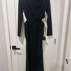 Lulu's Classic Black Long Sleeve Dress- NWT- cutout sides